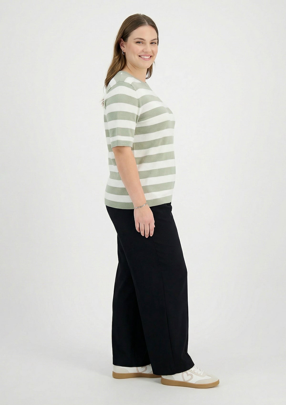 Curvy Top 'Maria' grün, weiß 52