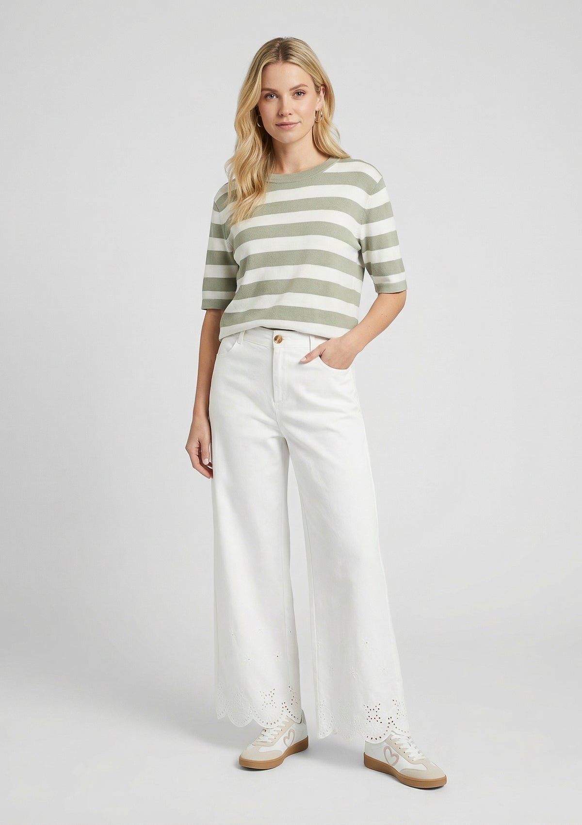 Damen Top 'Maria' grün, weiß 44