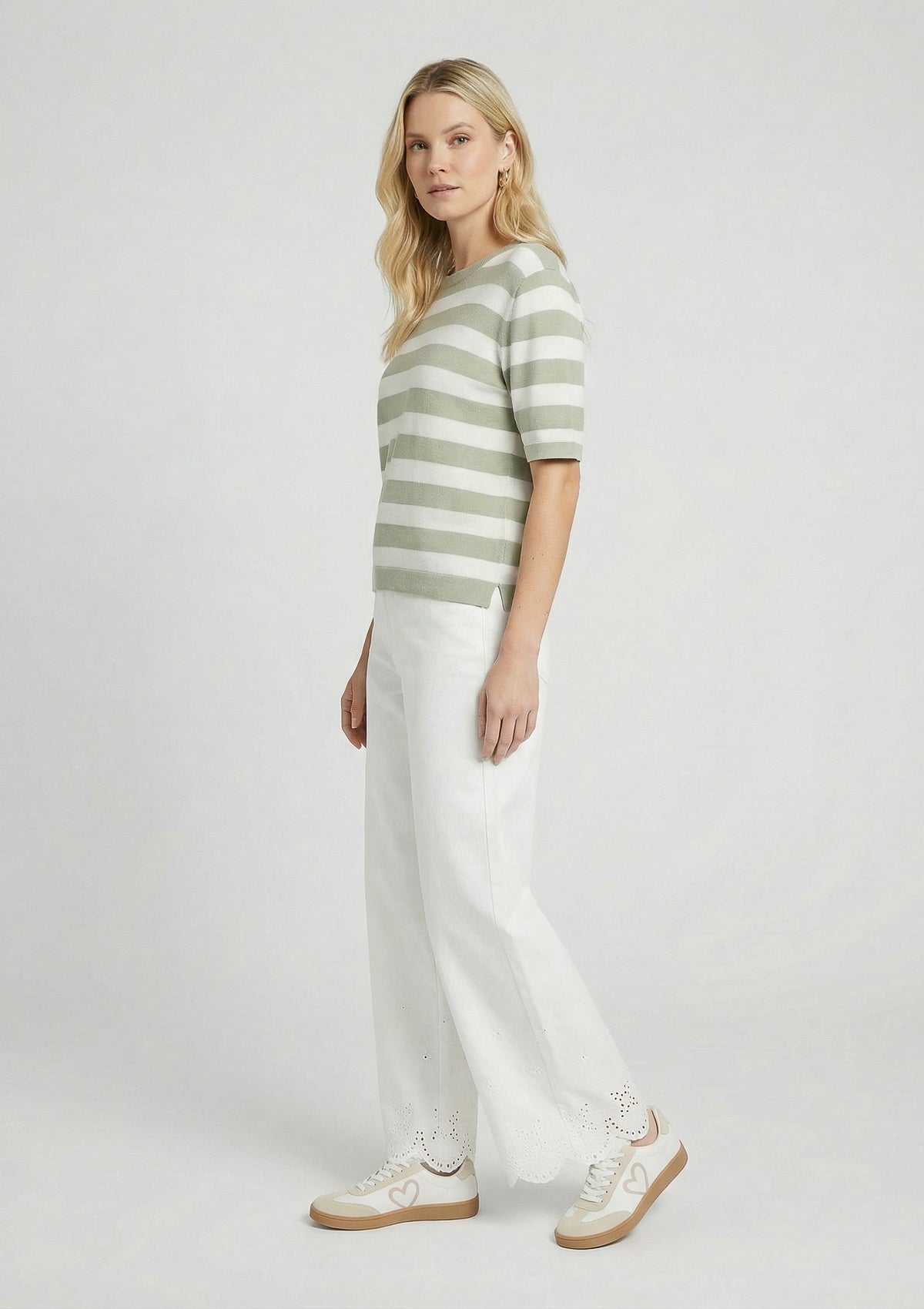 Damen Top 'Maria' grün, weiß 44